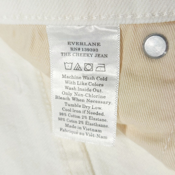NWOT Everlane The Original Cheeky High Rise Straight Leg Jeans Sz. 30x28 Ecru - Picture 6 of 10